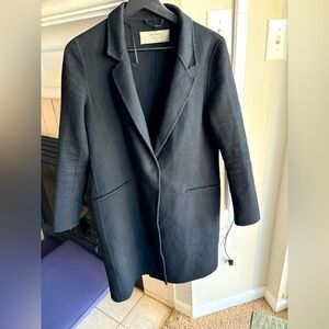 Zara basic Black Wool-Blend Coat – Size Medium